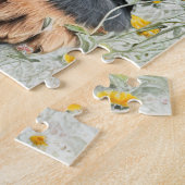 Schattigee Rottweiler Puppy Dog Waterverf Bloemen Legpuzzel (Zijkant)
