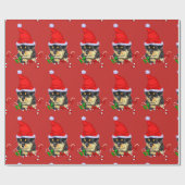 Schattigee Rottweiler Puppy Santa Christmas Cadeaupapier (Vlak)