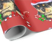 Schattigee Rottweiler Puppy Santa Christmas Cadeaupapier (Rol Hoek)