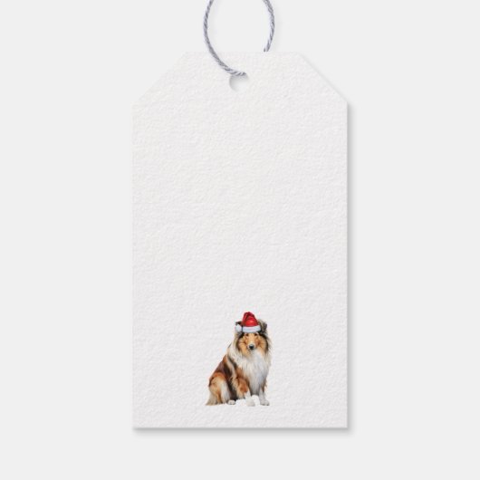 Schattigee Rough Collie Dog Kerstmis Cadeaulabel (Achterkant)