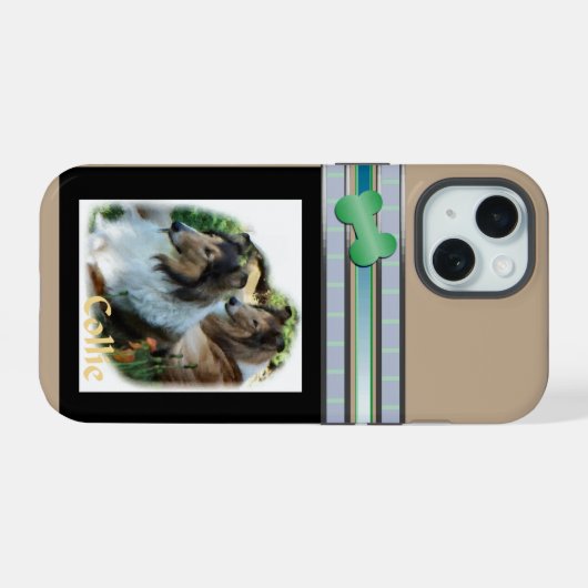 Schattigee Rough Collies Dog Art iPhone 15 Case (Achterkant horizontaal)