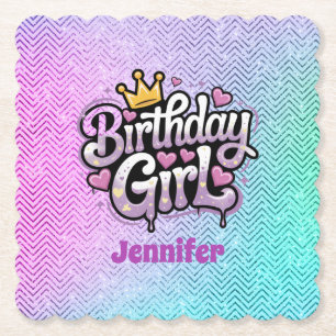 Schattigee Royal Birthday Girl Party Papieren Onde Kartonnen Onderzetters
