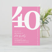 Schattigee Roze 40ste verjaardag uitnodigingen (Staand voorkant)