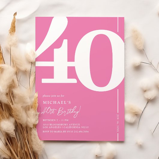 Schattigee Roze 40ste verjaardag uitnodigingen