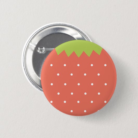 Schattigee roze aardbei Button (Voorkant /achterkant)