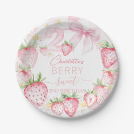 Schattigee Roze Aardbeien Berry Sweet 2e Verjaarda Papieren Bordje