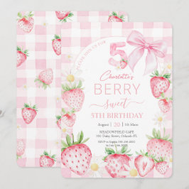 Schattigee Roze Aardbeien Berry Sweet 5th Birthday Kaart