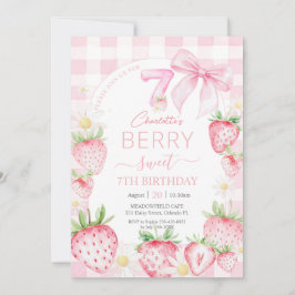 Schattigee Roze Aardbeien Berry Sweet 7th Birthday Kaart