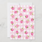 Schattigee roze aardbeienbes Eerste 1e Verjaardag Bedankkaart (Achterkant)