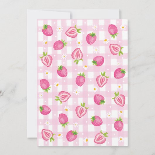 Schattigee roze aardbeienbes Eerste 1e Verjaardag Bedankkaart (Achterkant)