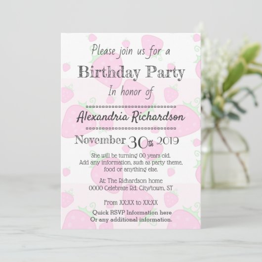 Schattigee roze aardbeienpanda kaart (Staand voorkant)