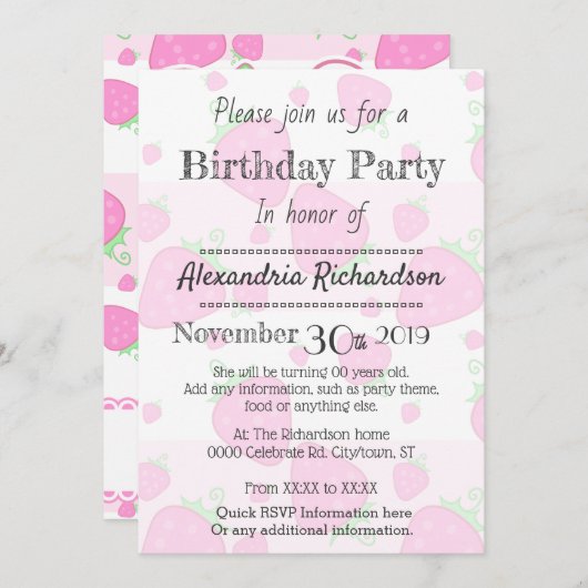 Schattigee roze aardbeienpanda kaart (Voorkant / Achterkant)