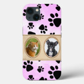 Schattigee Roze achtergrond met pootjes, aangepast Case-Mate iPhone Case (Achterkant)