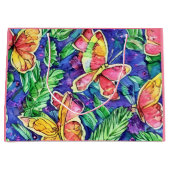 Schattigee roze achtergrond met vlinder waterverf groot cadeauzakje (Voorkant)