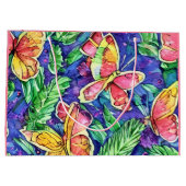 Schattigee roze achtergrond met vlinder waterverf groot cadeauzakje (Achterkant)