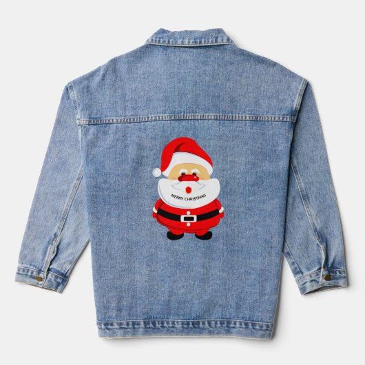 Schattigee roze Afro-Amerikaanse Kerstman Kerstmis Denim Jacket (Achterkant)