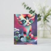 Schattigee Roze AI gegenereerde kat Briefkaart (Staand voorkant)