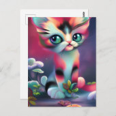Schattigee Roze AI gegenereerde kat Briefkaart (Voorkant / Achterkant)