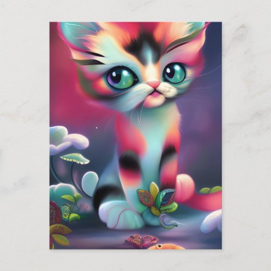 Schattigee Roze AI gegenereerde kat Briefkaart (Voorkant)