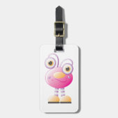 Schattigee roze alien met grote ogen bagagelabel (Voorkant verticaal)