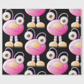 Schattigee roze alien met grote ogen cadeaupapier (Vlak)