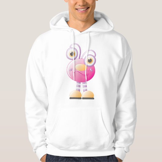Schattigee roze alien met grote ogen hoodie (Voorkant)