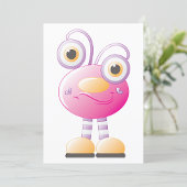 Schattigee roze alien met grote ogen kaart