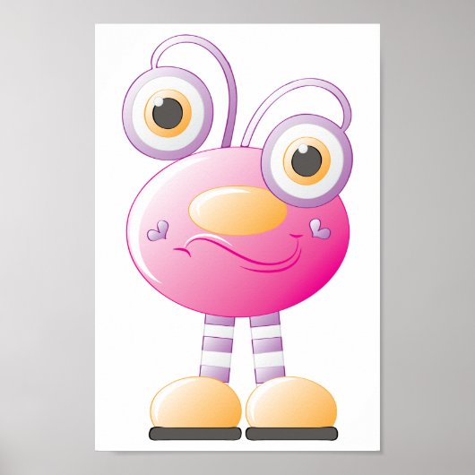 Schattigee roze alien met grote ogen poster (Voorkant)