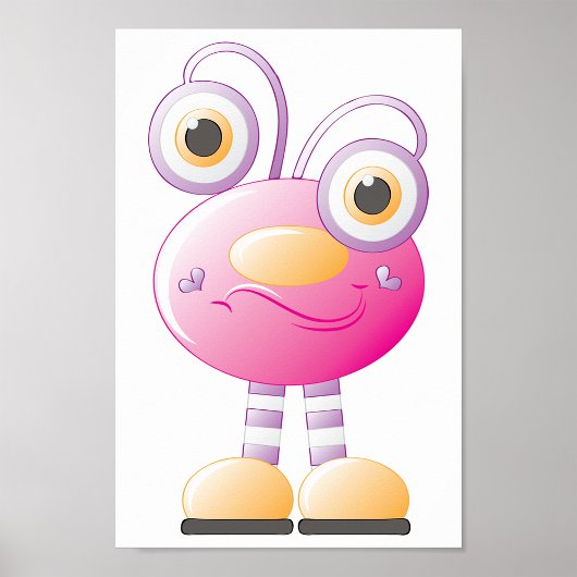 Schattigee roze alien met grote ogen poster