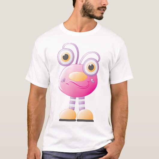 Schattigee roze alien met grote ogen t-shirt (Voorkant)
