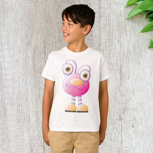 Schattigee roze alien met grote ogen t-shirt