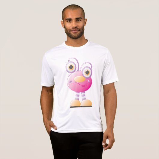 Schattigee roze alien met grote ogen t-shirt (Voorkant volledig)