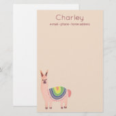 Schattigee roze alpaca tekening met multi kleur de briefpapier (Voorkant / Achterkant)