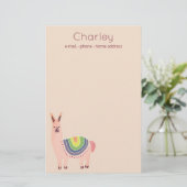 Schattigee roze alpaca tekening met multi kleur de briefpapier (Staand voorkant)