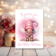 Schattigee Roze Angel Gnome Waterverf Valentijn