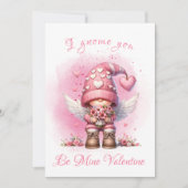 Schattigee Roze Angel Gnome Waterverf Valentijn Feestdagenkaart (Voorkant)