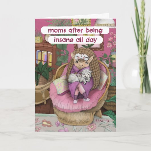 Schattigee Roze Armadillo Moederschap Meme Moederd Kaart (Voorkant)