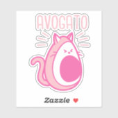 Schattigee Roze Avocado Cat Sticker (Vel)