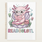Schattigee roze axolotl-aflezing planner (Voorkant)