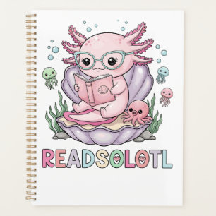 Schattigee roze axolotl-aflezing planner