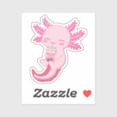 Schattigee Roze Axolotl Boba Bubble Tea Sticker (Vel)