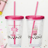 Schattigee roze Axolotl Boba Tea Acryl Drinkbeker