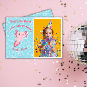 Schattigee Roze Axolotl Onder het Zee Verjaardag Bedankkaart