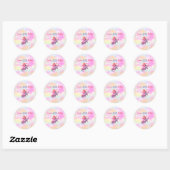 Schattigee Roze Axolotl Pastel Rainbow Girl Verjaa Ronde Sticker (Vel)