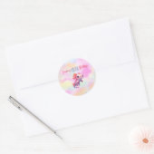 Schattigee Roze Axolotl Pastel Rainbow Girl Verjaa Ronde Sticker (Envelop)