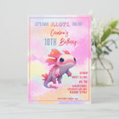 Schattigee roze axolotl regenboog meisje onder wat kaart (Staand voorkant)