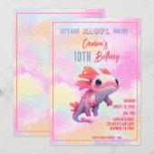 Schattigee roze axolotl regenboog meisje onder wat kaart (Voorkant / Achterkant)