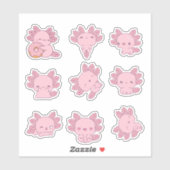 Schattigee Roze Axolotl Sticker Blad (Vel)