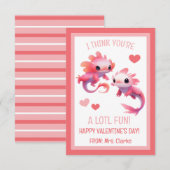 Schattigee, roze Axolotl Valentijnsdag Kaart (Voorkant / Achterkant)
