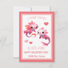 Schattigee, roze Axolotl Valentijnsdag Kaart